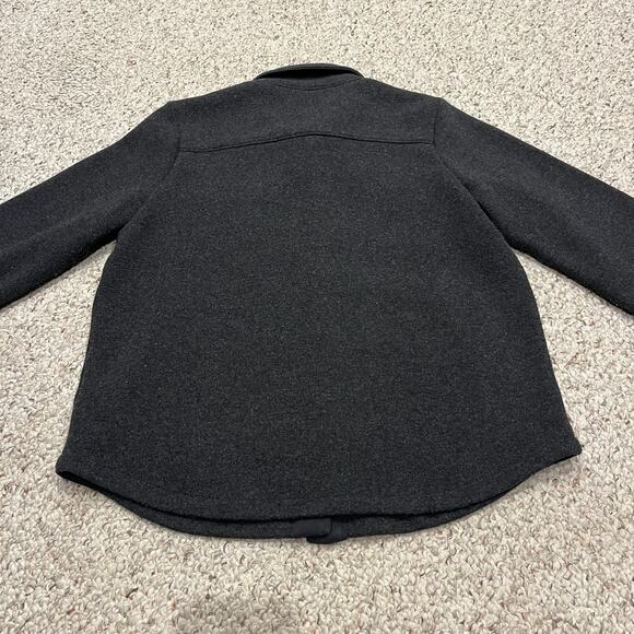 J Crew Wool Blend Shirt Jacket Sz M Gray Preppy Shacket Old Money Gold Button - Picture 2 of 9